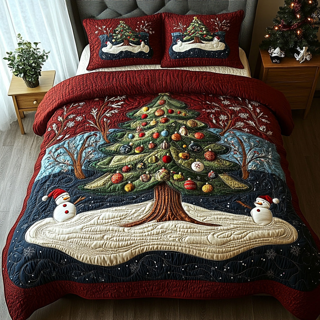 Snowy Pine 3-Piece Quilted Bedding Set NCU0DV7686