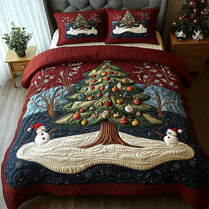 Snowy Pine 3-Piece Quilted Bedding Set NCU0DV7686