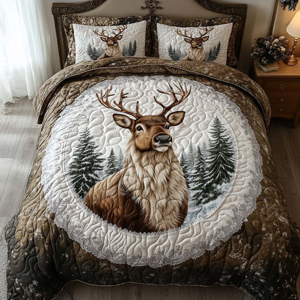 Snowy Pines Protector 3-Piece Quilted Bedding Set NCU0XD197