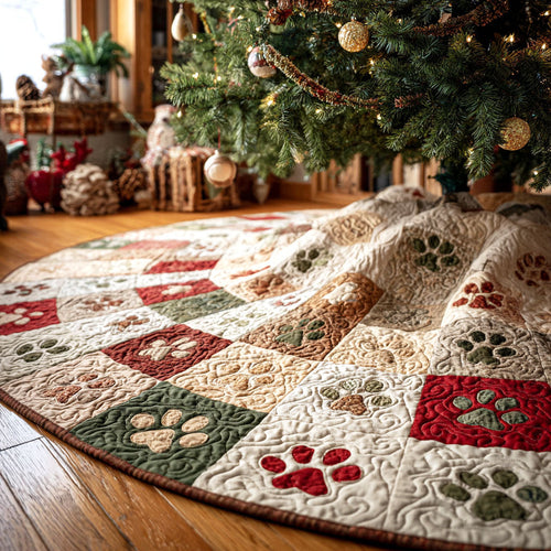 Snowy Prints Christmas Quilted Tree Skirt NCU0TV1076