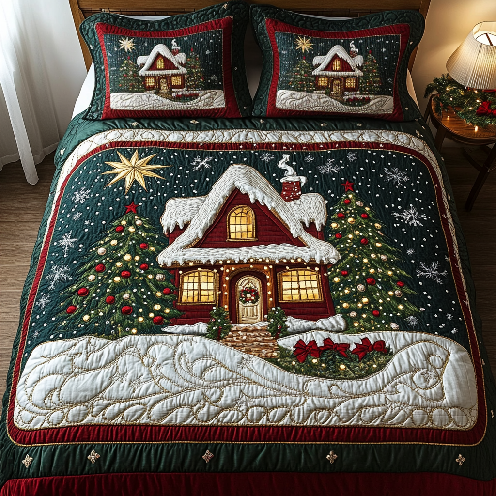 Snowy Retreat 3-Piece Quilted Bedding Set NCU0VH406
