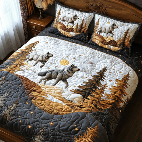 Snowy Run 3-Piece Quilted Bedding Set NCU0DV6429