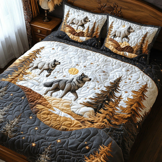 Snowy Run 3-Piece Quilted Bedding Set NCU0DV6429