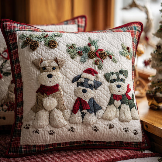 Snowy Schnauzer Quilted Pillow Case NCU0DV7944