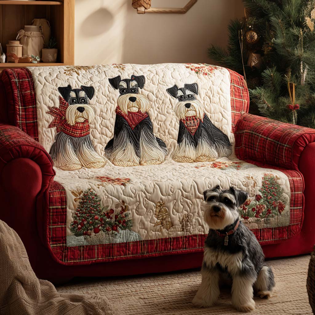 Snowy Schnauzer Quilted Sofa Cover NCU0NT11476