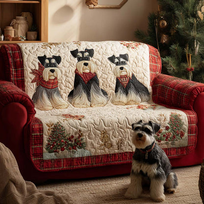 Snowy Schnauzer Quilted Sofa Cover NCU0NT11476