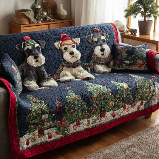 Snowy Schnauzer Squad Quilted Sofa Cover NCU0TV958