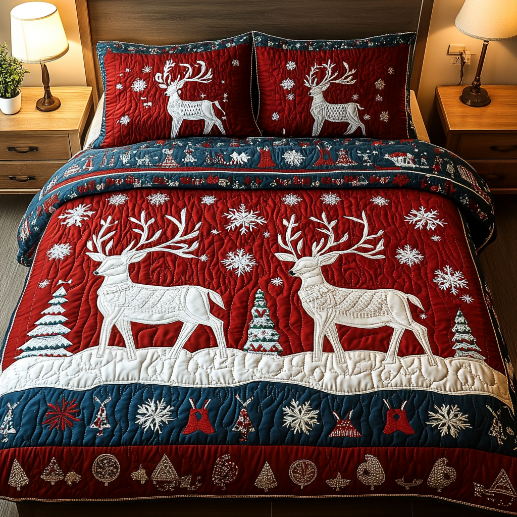 Snowy Sentinel 3-Piece Quilted Bedding Set NCU0VH516