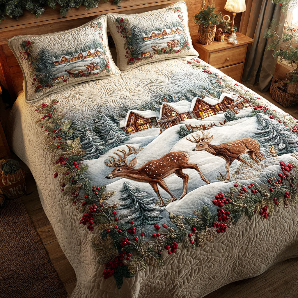 Snowy Serenity 3-Piece Quilted Bedding Set NCU0TV1251