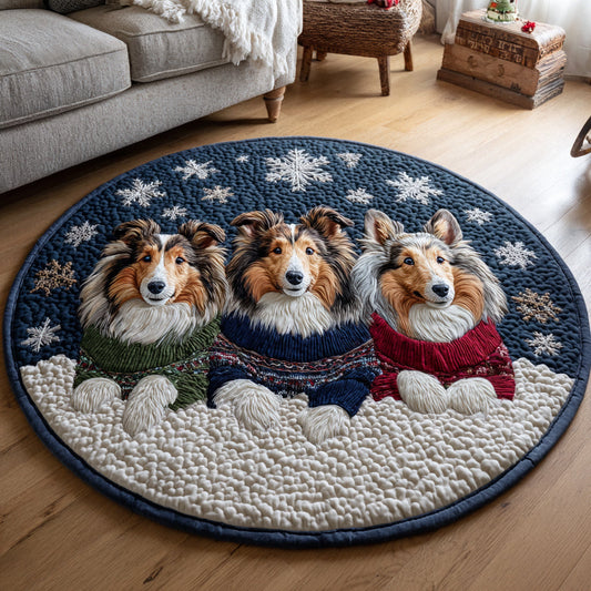 Snowy Shetland Sheepdog Quilted Round Mat NCU0HH1307