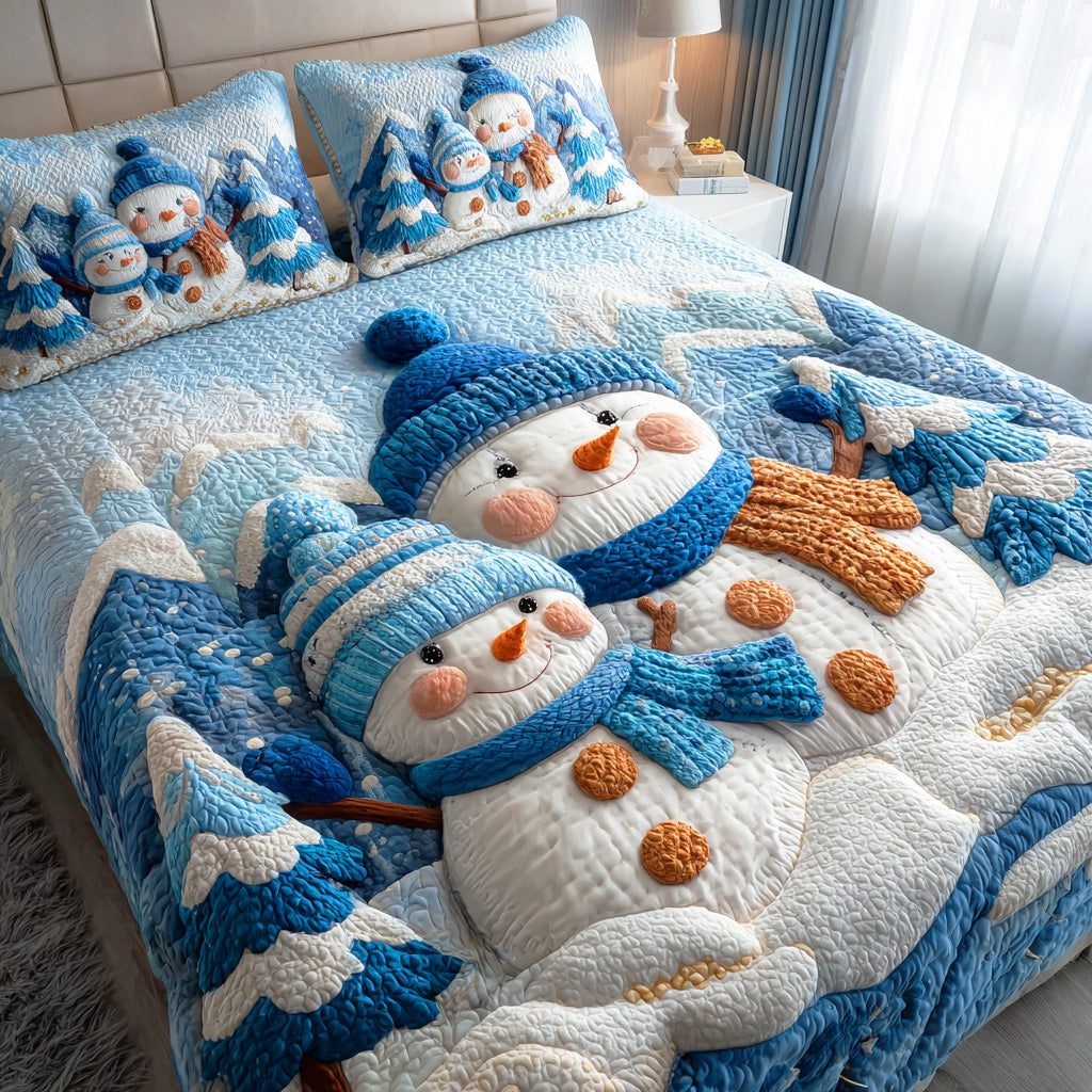 Snowy Smile Field 3-Piece Quilted Bedding Set NCU0TD1096