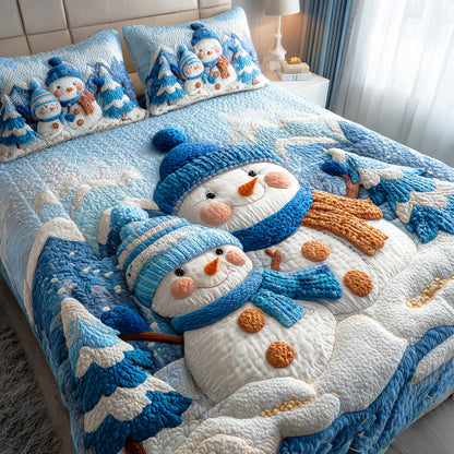 Snowy Smile Field 3-Piece Quilted Bedding Set NCU0TD1096