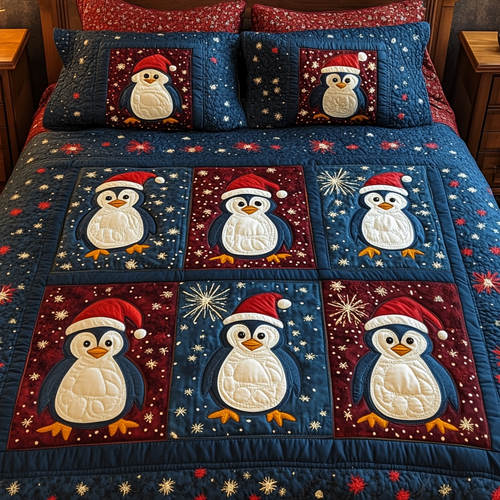 Snowy Smiles 3-Piece Quilted Bedding Set NCU0VH1014