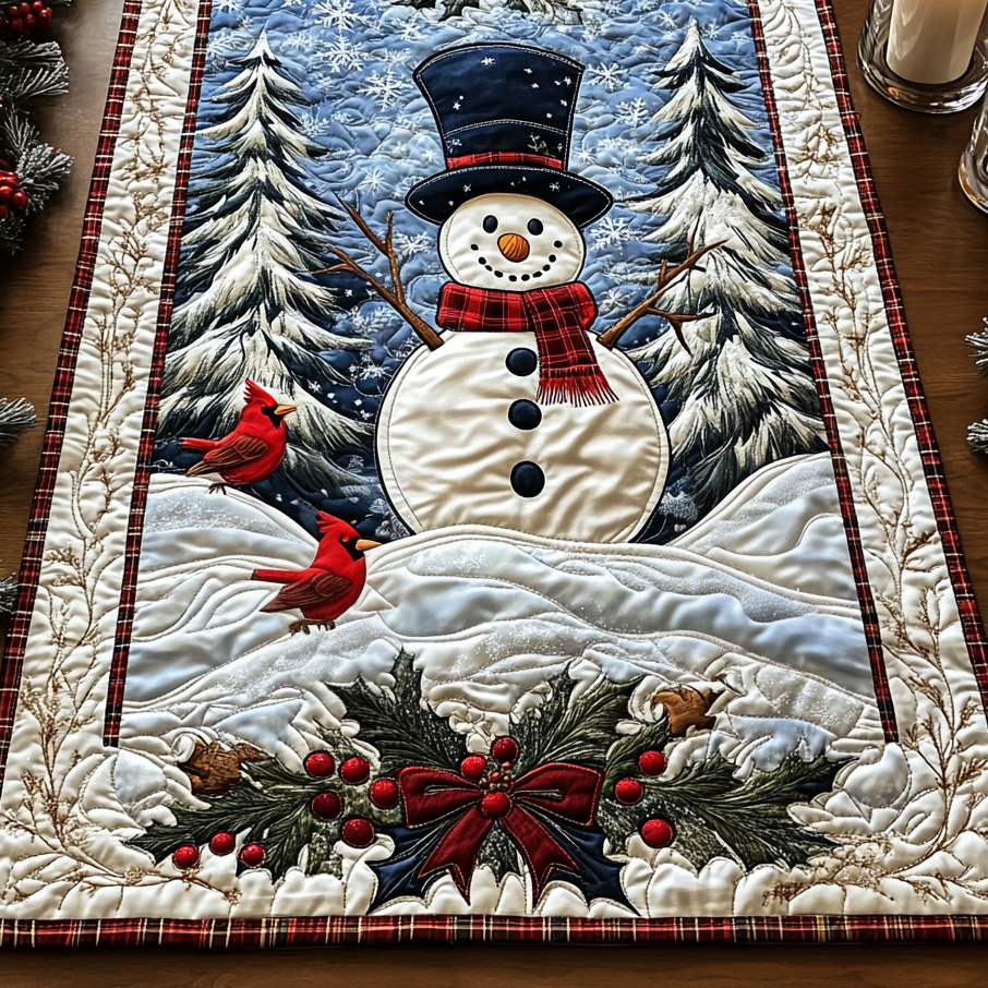 Snowy Smiles Quilted Table Runner NCU0DV1876