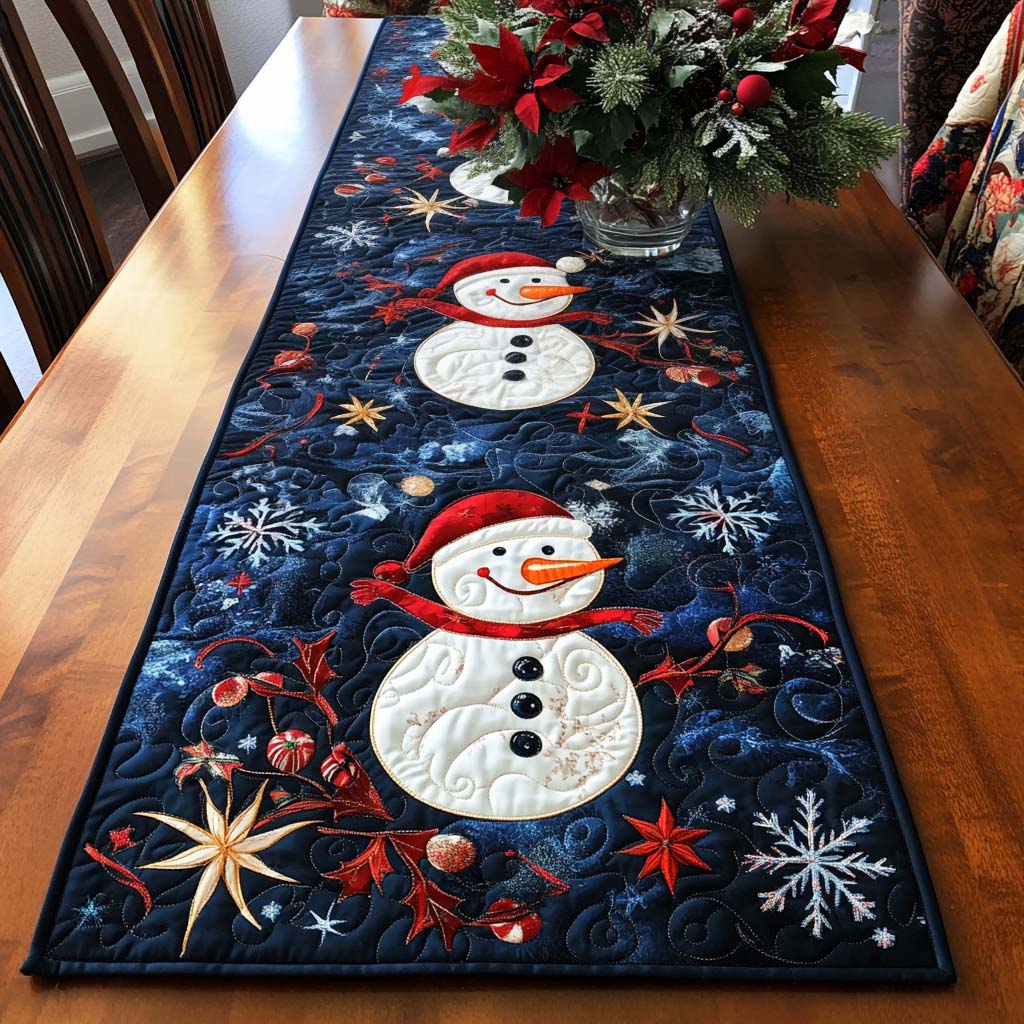 Snowy Smiles Quilted Table Runner NCU0NT1491