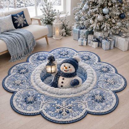 Snowy Snowman Custom Shape Area Rug NCU0TD3156