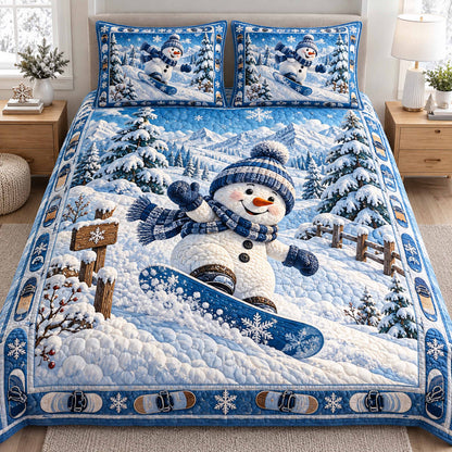 Snowy Snowmen 3-Piece Quilted Bedding Set NCU0TD3205