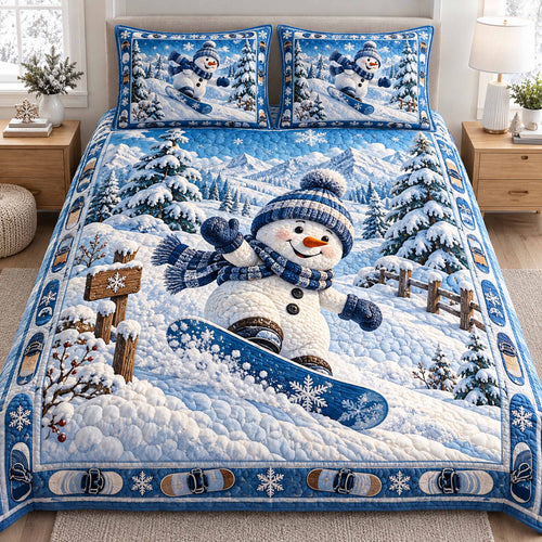 Snowy Snowmen 3-Piece Quilted Bedding Set NCU0TD3205
