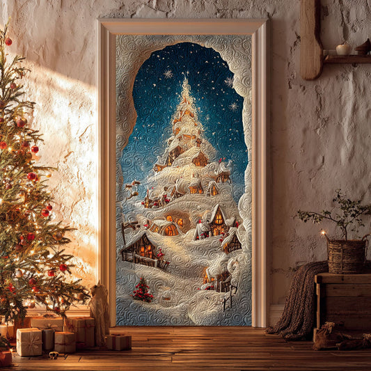 Snowy Spiral Tree Quilted Door Cover NCU0PT10795