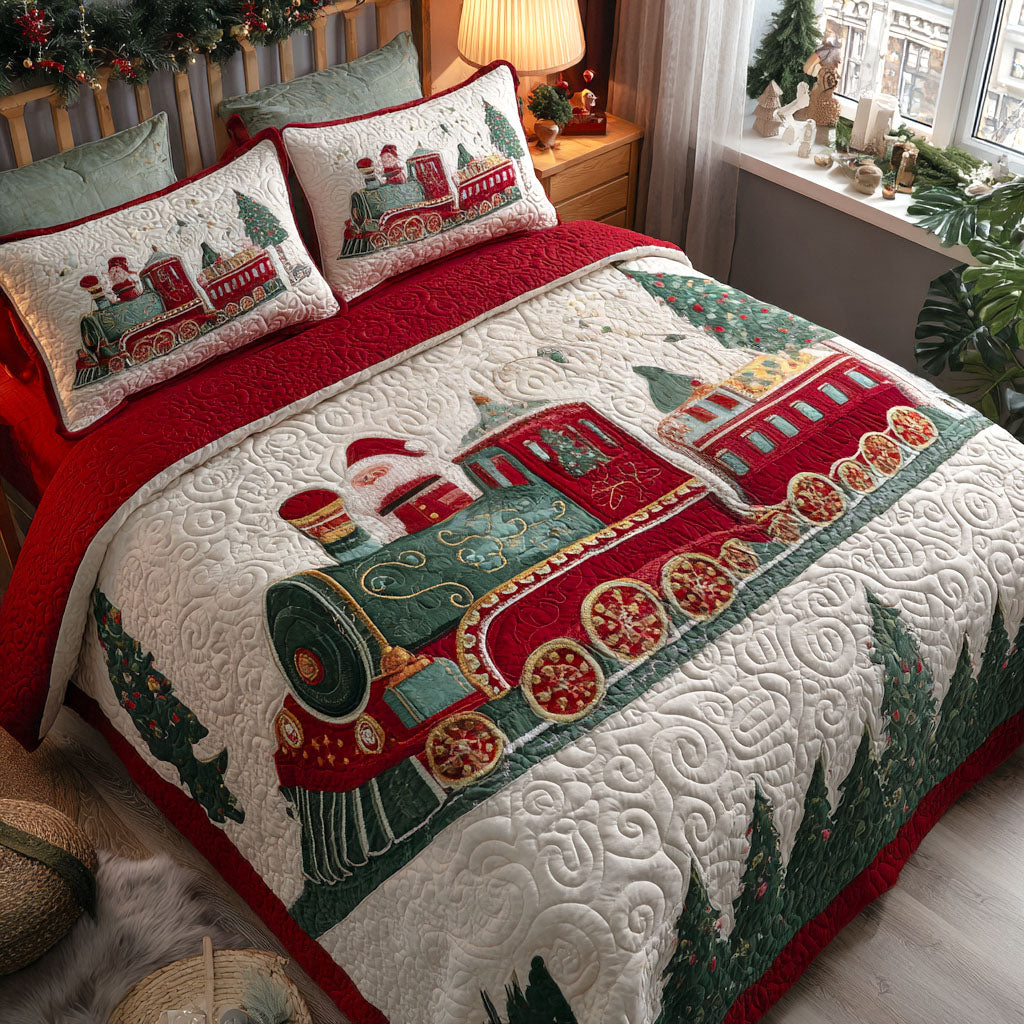 Snowy Spruce Line 3-Piece Quilted Bedding Set NCU0PT9130