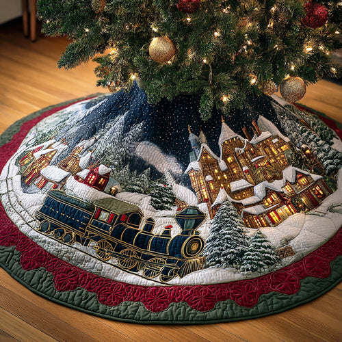 Snowy Track Journey Christmas Quilted Tree Skirt NCU0TD1365