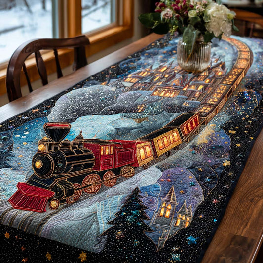 Snowy Train Voyage Quilted Table Runner NCU0NT11312