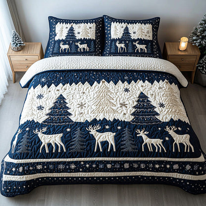 Snowy Tree 3-Piece Quilted Bedding Set NCU0TD1974