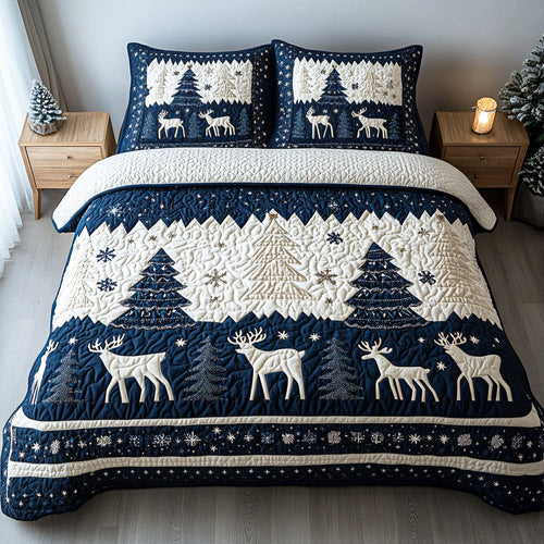 Snowy Tree 3-Piece Quilted Bedding Set NCU0TD1974