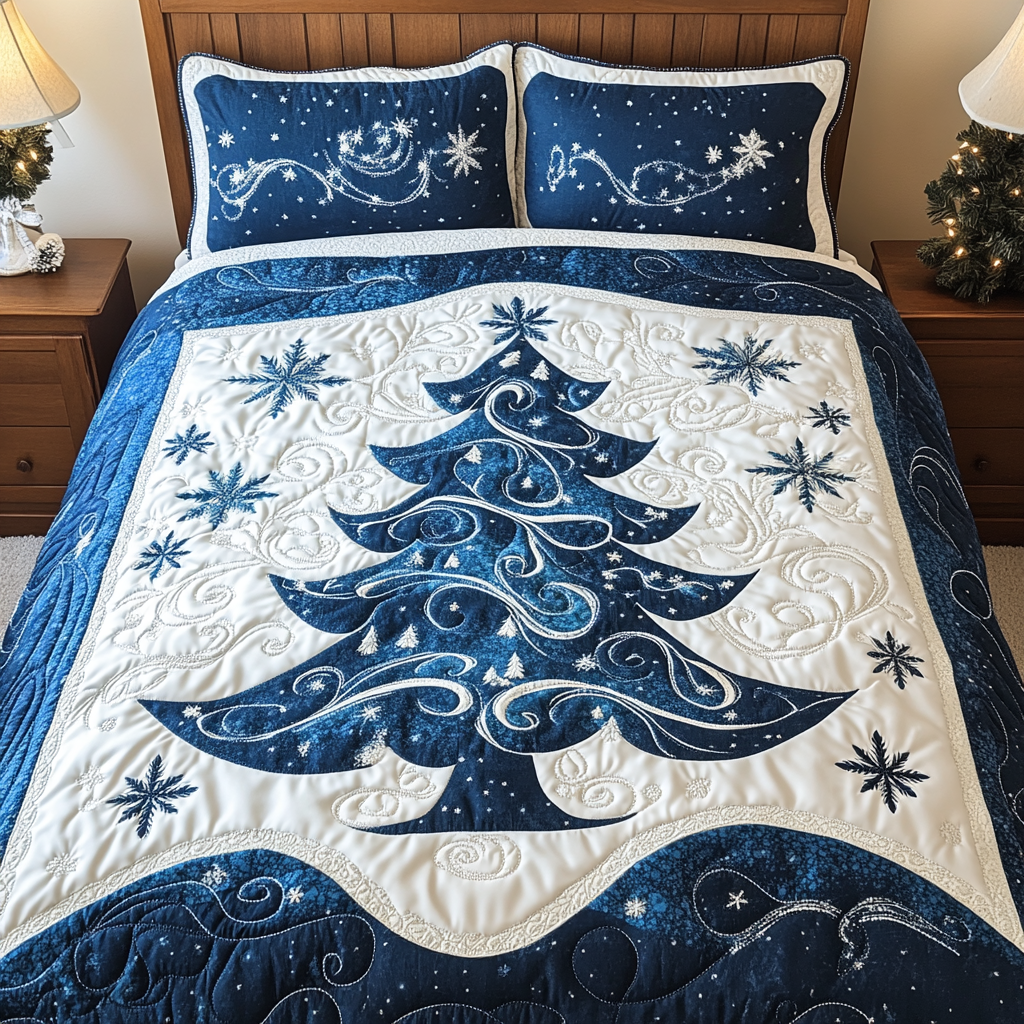 Snowy Tree 3-Piece Quilted Bedding Set NCU0TL1957