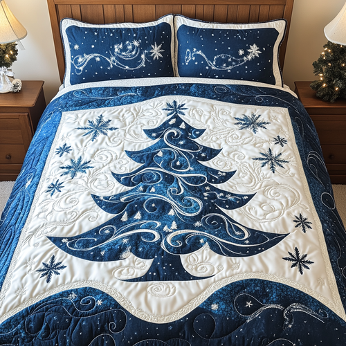 Snowy Tree 3-Piece Quilted Bedding Set NCU0TL1957