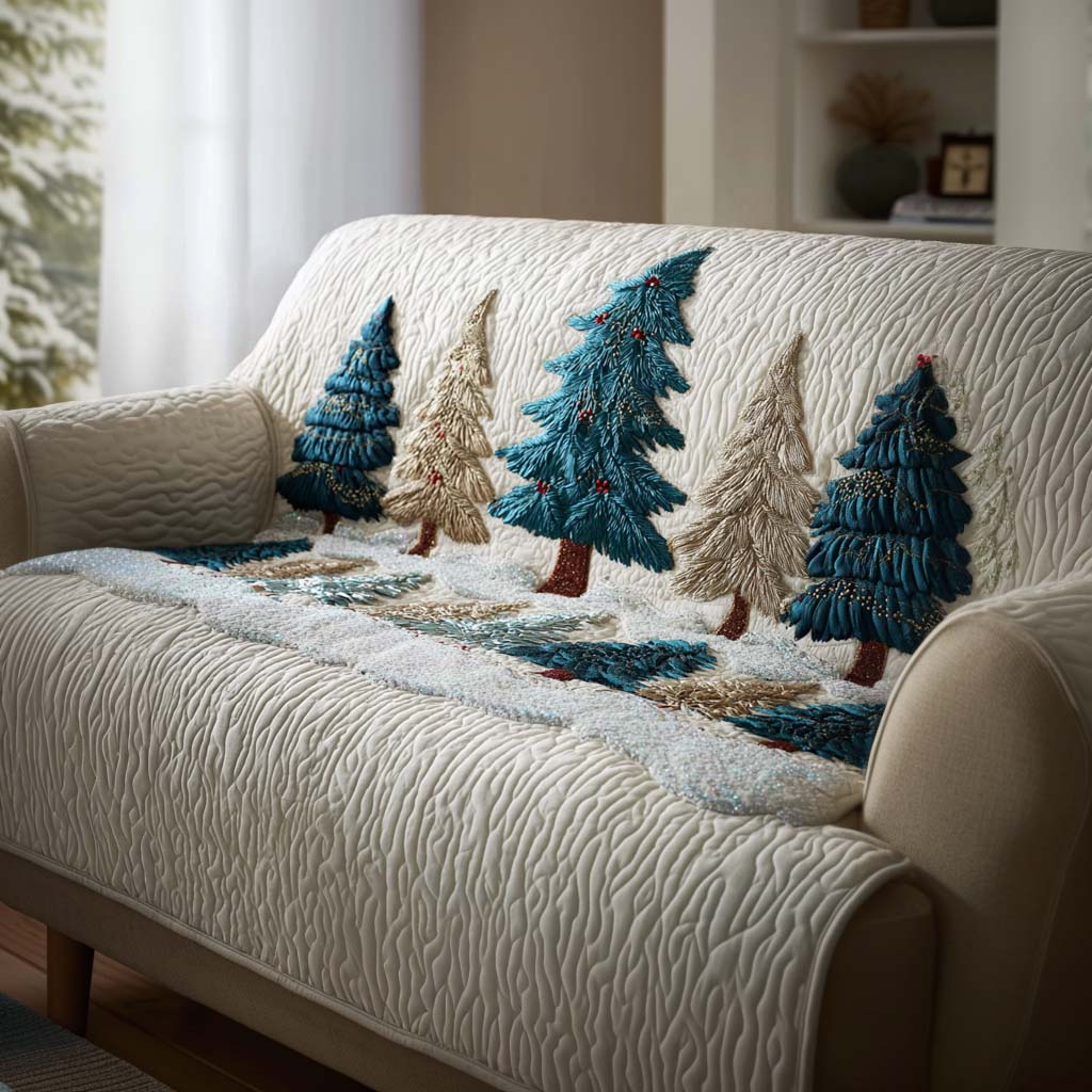 Snowy Tree Night Quilted Sofa Cover NCU0NT11299