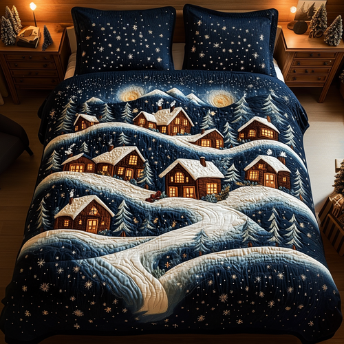 Snowy Village 3-Piece Quilted Bedding Set NCU0VH400