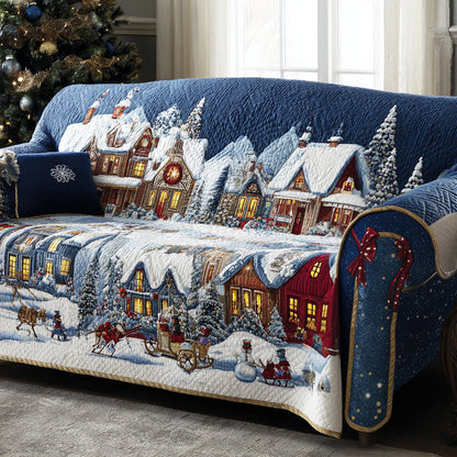 Snowy Village Quilted Sofa Cover NCU0DV8354