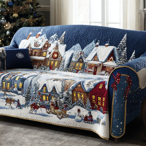 Snowy Village Quilted Sofa Cover NCU0DV8354