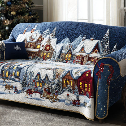 Snowy Village Quilted Sofa Cover NCU0DV8354