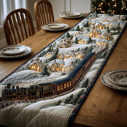 Snowy Village Ride Quilted Table Runner NCU0TH3428