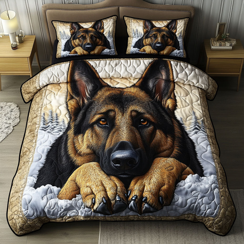 Snowy Watcher 3-Piece Quilted Bedding Set NCU0NT5355