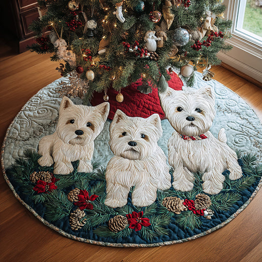Snowy Westie Wishes Quilted Christmas Tree Skirt NCU0DV8097