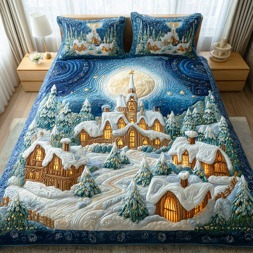 Snowy Whispers 3-Piece Quilted Bedding Set NCU0TD1105