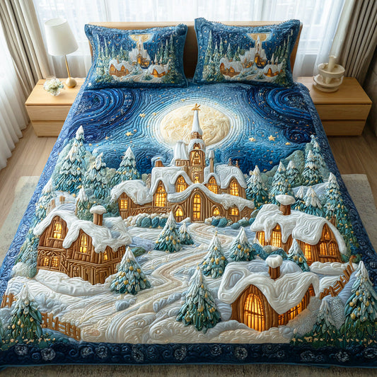 Snowy Whispers 3-Piece Quilted Bedding Set NCU0TD1105