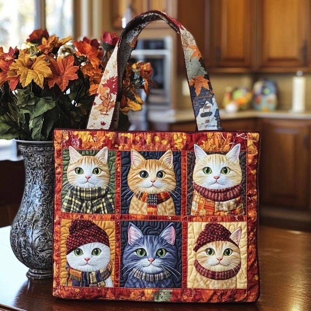 Autumn Cat Quilted Tote Bag NCU0VT216