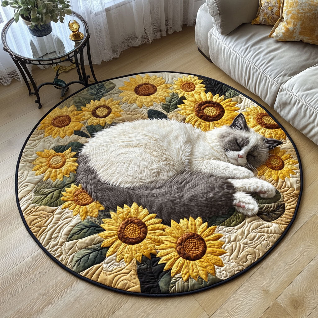 Snug Sunflowers Quilted Round Mat NCU0PT1070 – Vantique