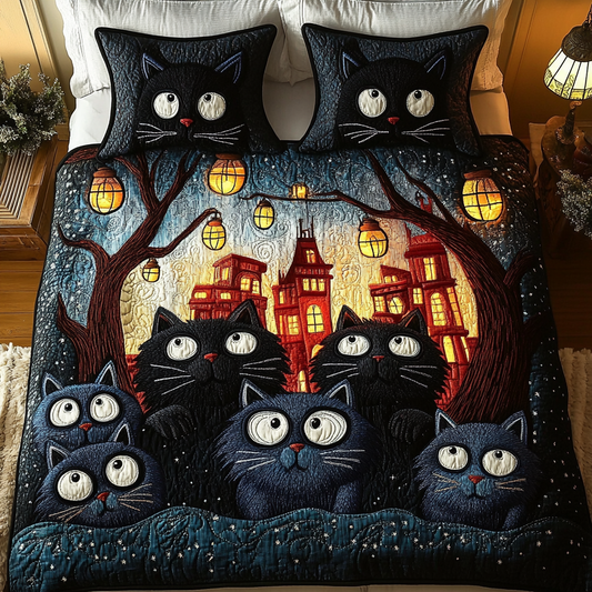 Snuggle Cats 3-Piece Quilted Bedding Set NCU0VH854