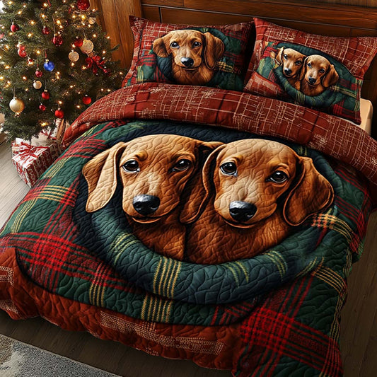 Snuggle Dachshunds 3-Piece Quilted Bedding Set NCU0XD732