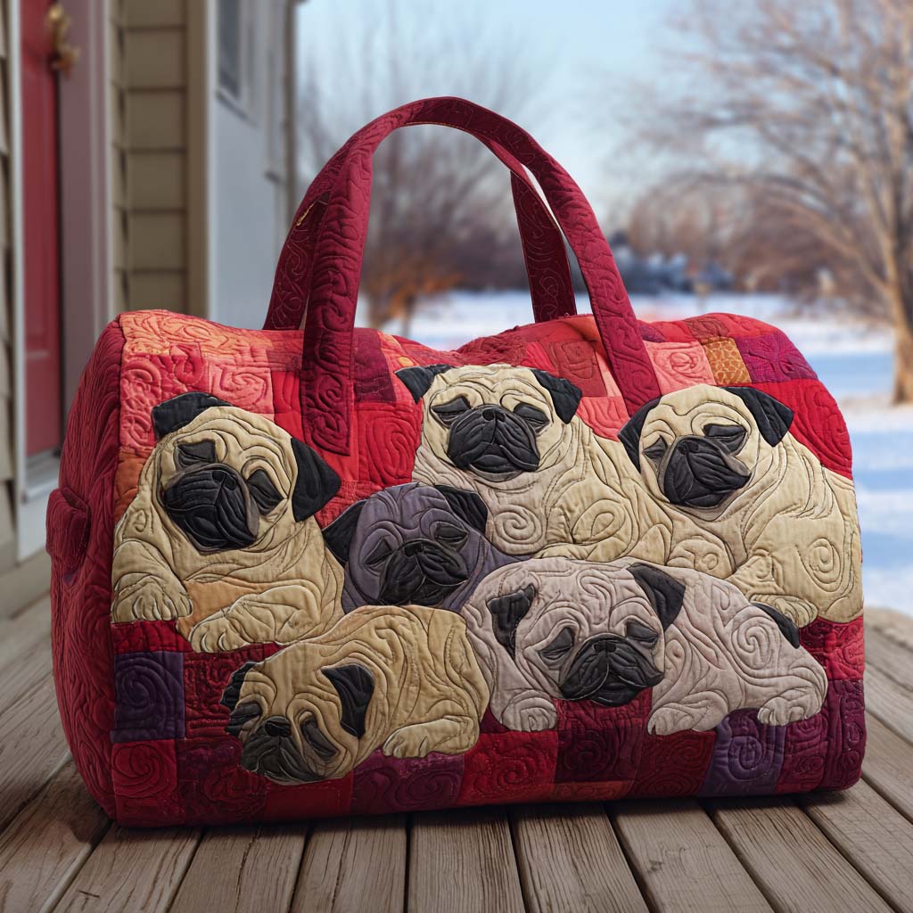 Snuggle Pug Quilted Duffle Bag NCU0PT9565
