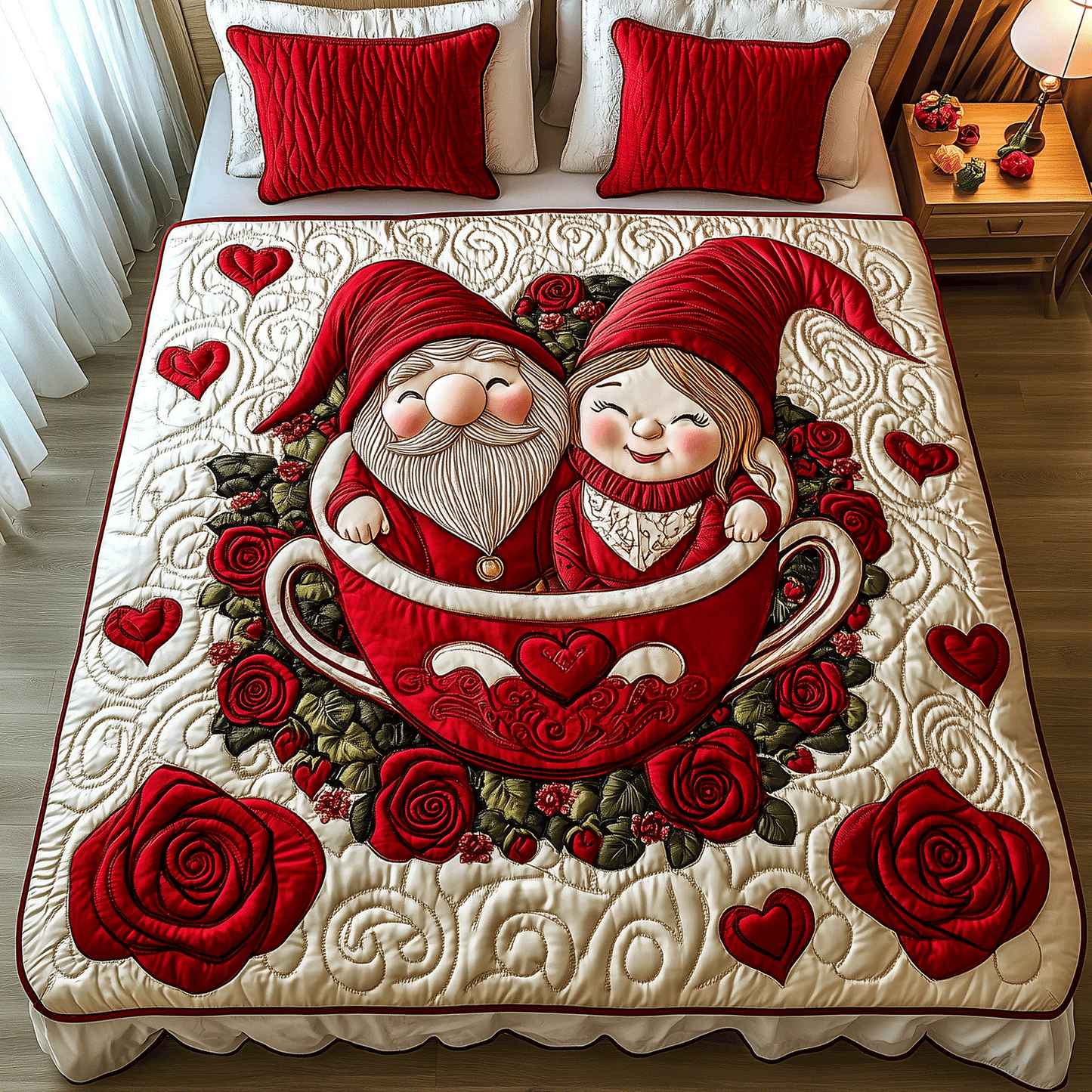 Snuggle Up Gnome 3-Piece Quilted Bedding Set NCU0TH2564