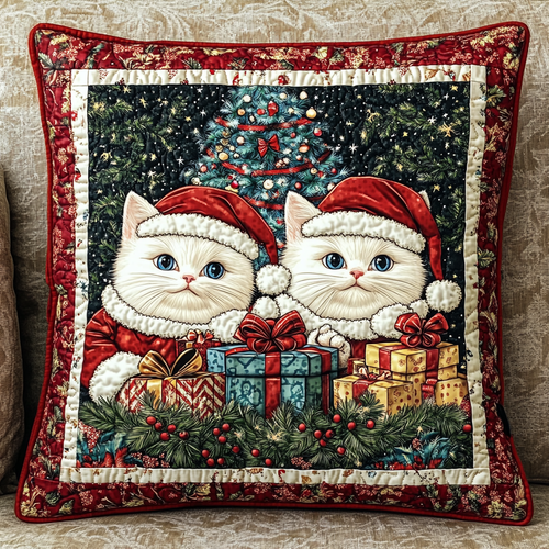 Snuggly Cat Sips Quilted Pillow Case NCU0TL1654