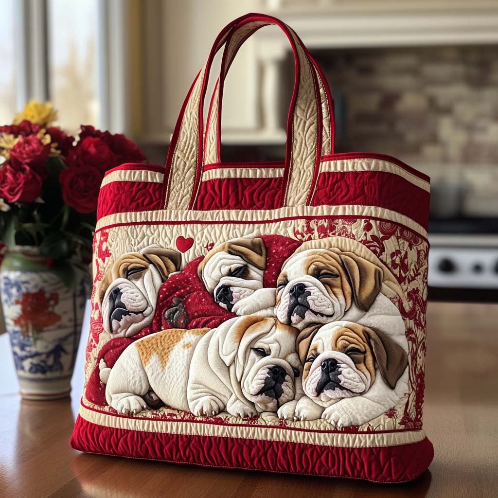 Snuggly Pup Family Quilted Tote Bag NCU0NT8808