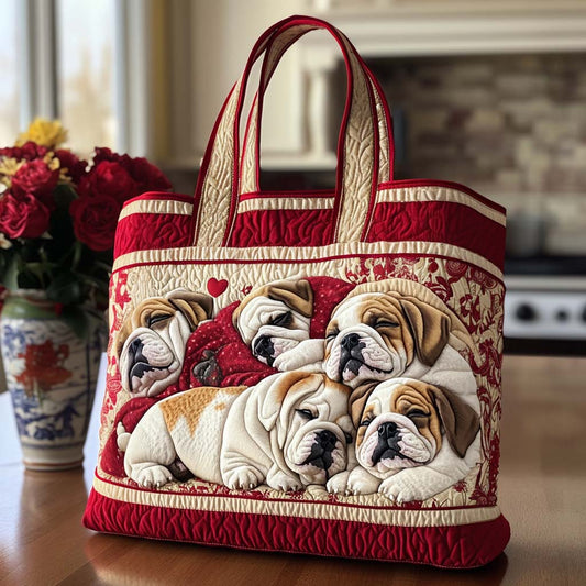 Snuggly Pup Family Quilted Tote Bag NCU0NT8808