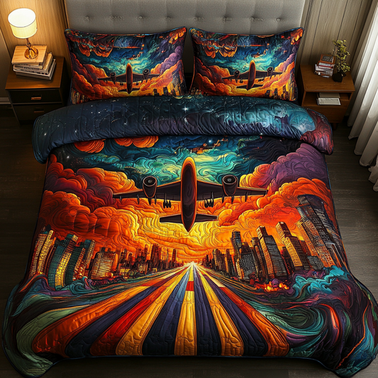 Soaring Airplane 3-Piece Quilted Bedding Set NCU0DK7863